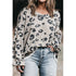 'Faryn' Grey Printed Oversize Knit T-Shirt - Celes Fashion